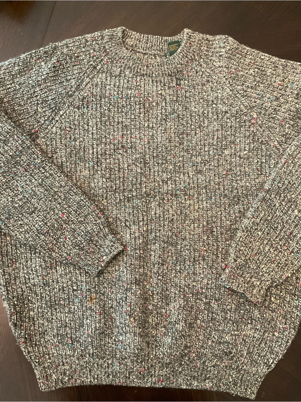 VTG Shetland Wool Donegal Styled Sweater Gray w/Multi Color Flecks RN 57773 Sz L